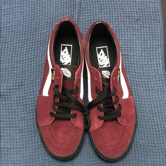 Vans Burgandy and Black Skate Lo Sneakers with Suede Upper - Picture 4 of 5